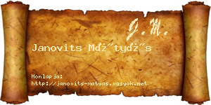 Janovits Mátyás névjegykártya